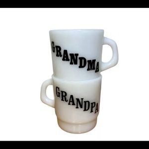 Termocrisa Milk Glass Mugs Grandma & Grandpa